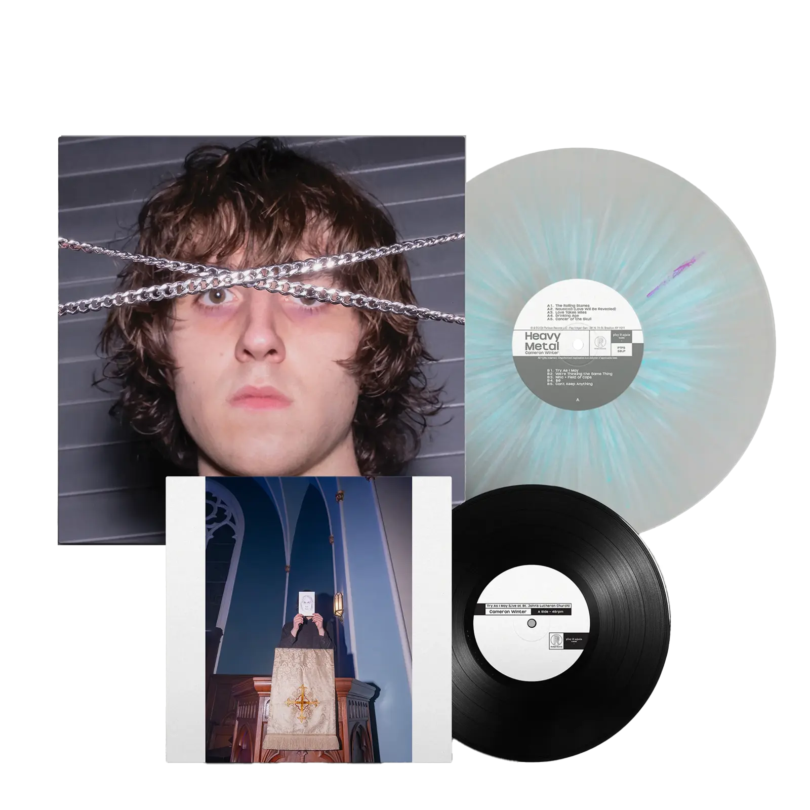 Heavy Metal - Clear With Light Blue & White Splatter | Record Set